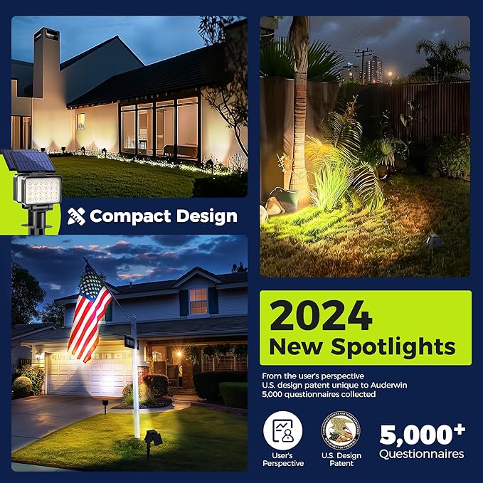 Solar Spot Lights Outdoor Waterproof for Flag, Tree, House, Garden, Yard, Landscape Spotlights for Accent Uplighting Halloween Christmas Decorations-6 Pack