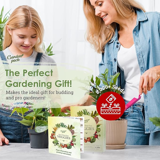 Garden Pack 20 Vegetable Seeds Varieties – High Yield Garden Seeds for Planting Vegetables – Over 8,000 Premium, Non-GMO Heirloom Seeds for Outdoor & Indoor Garden