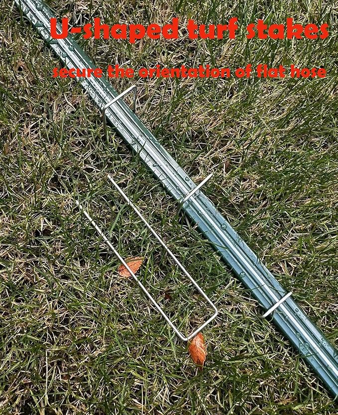 Watoo 2025 25 FT Flat Sprinkler Hose for Lawn Watering Garden Soaker Hose with Holes, Heavy Duty Lightweight No-Kink Water Hose with Stakes, Irrigation Hose, Great Fun for Kids and Dog