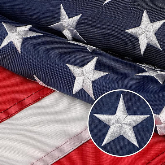 American Flag 4x6 Outdoor, 4x6 Flags Outside, All Weather US Flags with Embroidered Stars Sewn Stripes Brass Grommets, Vivid Color, Nylon USA Flag for Outdoor Indoor (4 by 6 Foot)