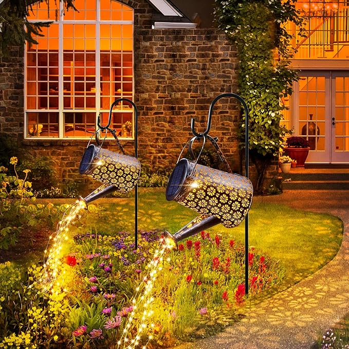 Solar Watering Can with Lights,Solar Outdoor Garden Decor Waterproof Large Hanging Lantern Landscape Lights Outside Decorations for Yard Clearance Porch Patio Pathway Gardening Gift