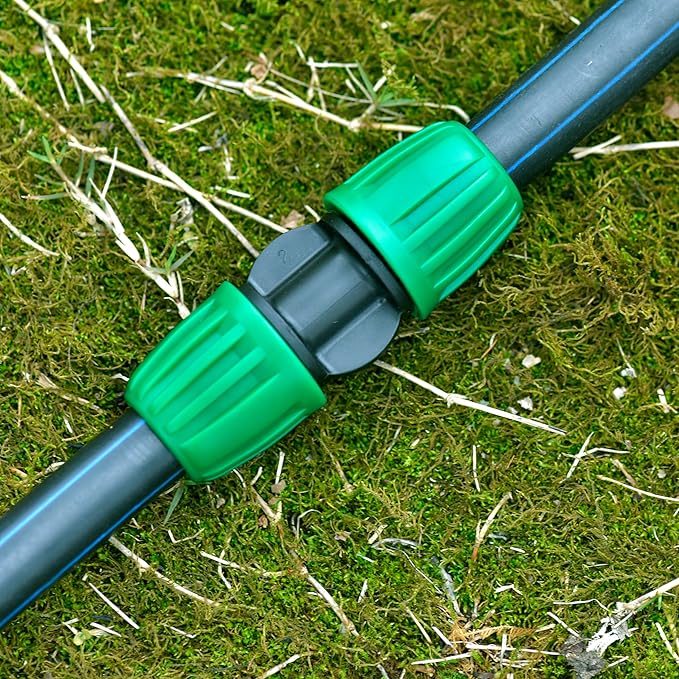 Drip Irrigation Parts, 1/2 inch Irrigation Tubing Coupling Connectors, Locking Caps Barbed Fittings, Fit OD 0.60"-OD 0.65" PE Pipe For Garden Irrigation System-12 Pcs/pack