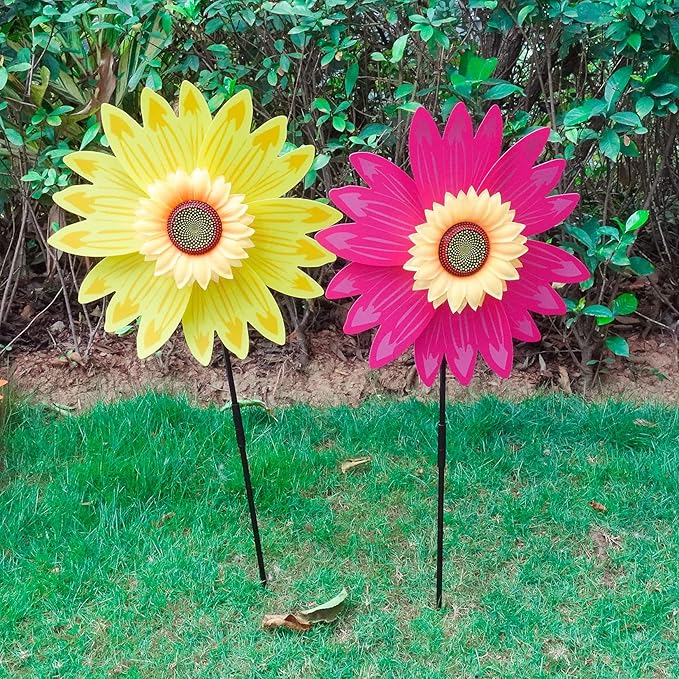 6pcs Sunflower Lawn Pinwheels Wind Spinners Large Windmill Pinwheel for Garden,Yard, Party Outdoor Decor (Sunflower Pinwheels)