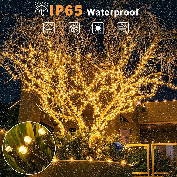 2 Pack Solar String Lights for Outside, Each 79Ft 240 LED Solar Lights Outdoor, 8 Modes Waterproof Solar Powered Fairy Twinkle Light for Backyard Patio Tree Party Garden Decoration, Warm White