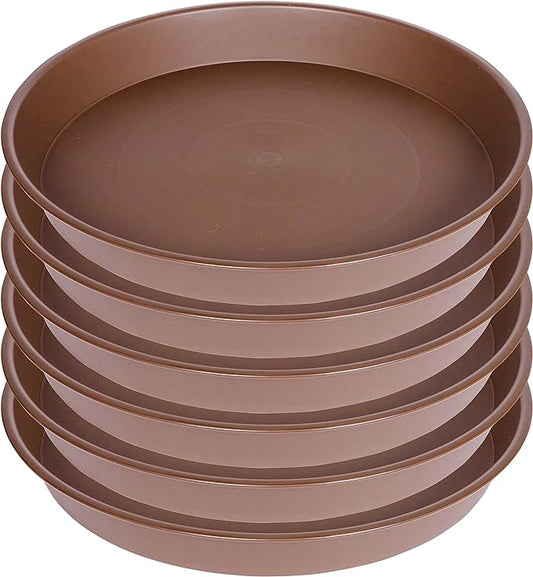 6 Pack of 12 inch Plant Saucer, Heavy Duty Plastic Plant Saucer 12 inch Round, Plant Tray for Pots, Flower Plant Saucers for Indoors, Plant Trays for Planter 10"/11"/12" (12", Chocolate)