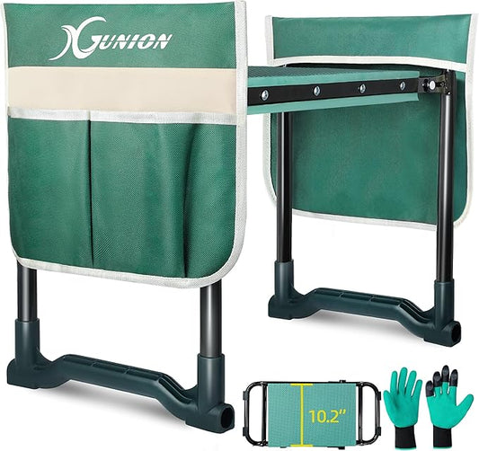 Garden Kneeler and Seat Garden Stool Heavy Duty Garden Kneeler Garden Kneeling Bench with Handles Garden Seat Comes with Tool Pouch & Gloves Gardening Gifts for Seniors Women & Men (Green)
