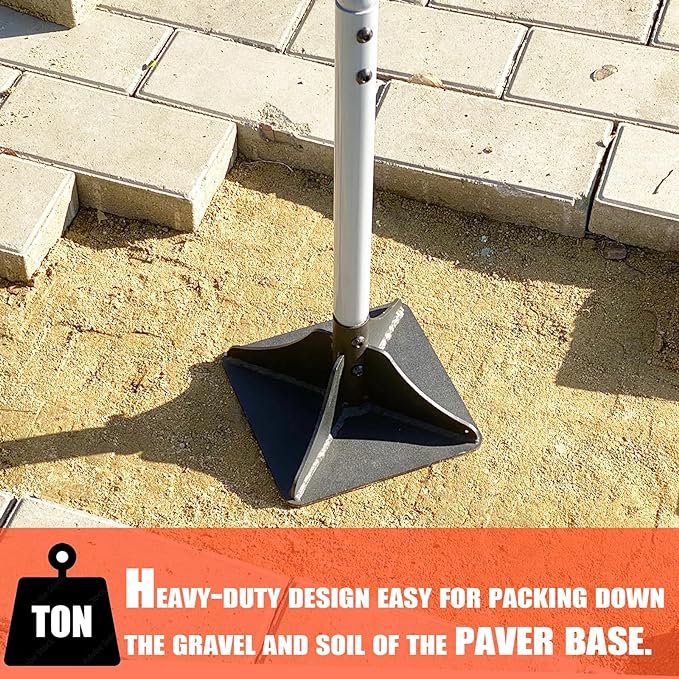 Heavy Duty Steel Tamper 10"x10" with 48 inch Handle and Rubber Grip Ideal Garden Landscaping Rammer for Earth Soil Asphalt, Gravel and Dirt Compaction Levelling Paver Tool Trash Tamper