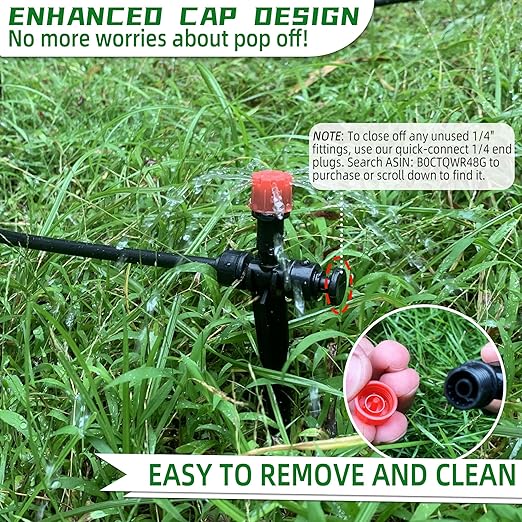 20PCS Push-to-Fit Drip Irrigation Emitters for 1/4 inch Irrigation Tubing,Two-Way Connection Adjustable Drip Emitter Sprayer with Stake,Irrigation Dripper Sprinkler for Drip Irrigation System