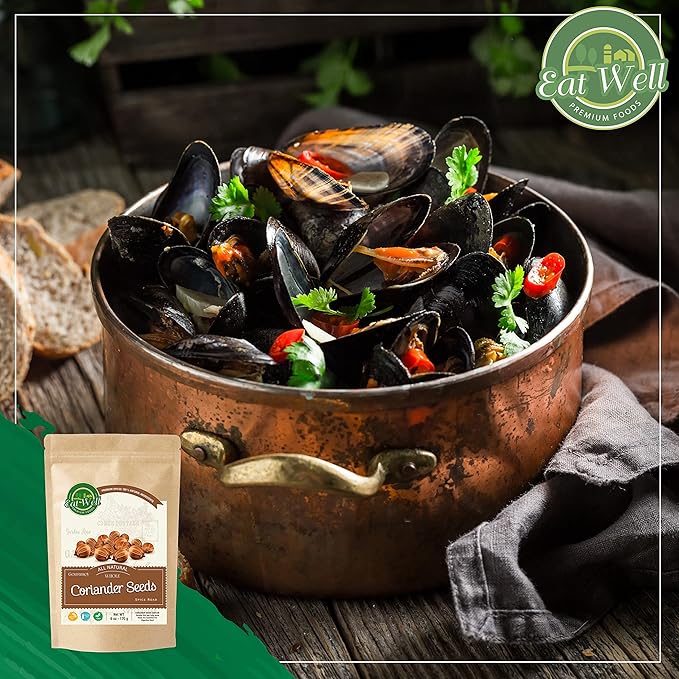 Eat Well Coriander Seeds Whole 6 oz, Bulk Traditional Whole Coriander Cilantro Seeds,100% Natural, Fresh, Gourmet Spices Seasonings, Pure Spice Ingredients for Cooking, Herbs and Spice Mix