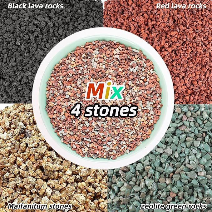 7lb Mix Lava Rocks for Plants in Door -Gravel Pebbles for Bonsai Succulent Cactus Potting Soil and Vase Fillers, Fairy Gardening,Top Dressing