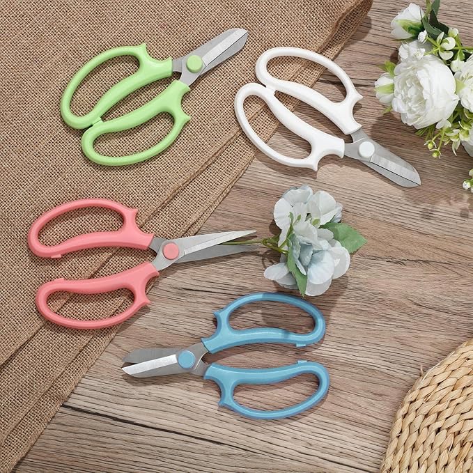 Amylove 12 Pcs Garden Flower Scissors Pruning Scissors Floral Shears Stainless Steel Garden Clippers with Comfortable Handles Flower Cutters for Branches Leaves Fruit Picking Trimming(Cute Color)