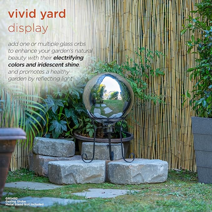 Alpine Corporation 10" Diameter Indoor/Outdoor Glass Gazing Globe Yard Decoration, Silver