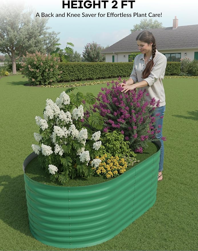 4x2x2 ft Raised Garden Bed,Galvanized Raised Planter Boxes Outdoor with Easy Assembly, Large Garden Bed for Vegetables, Fruits, Flower,Raised Garden Bed,Green