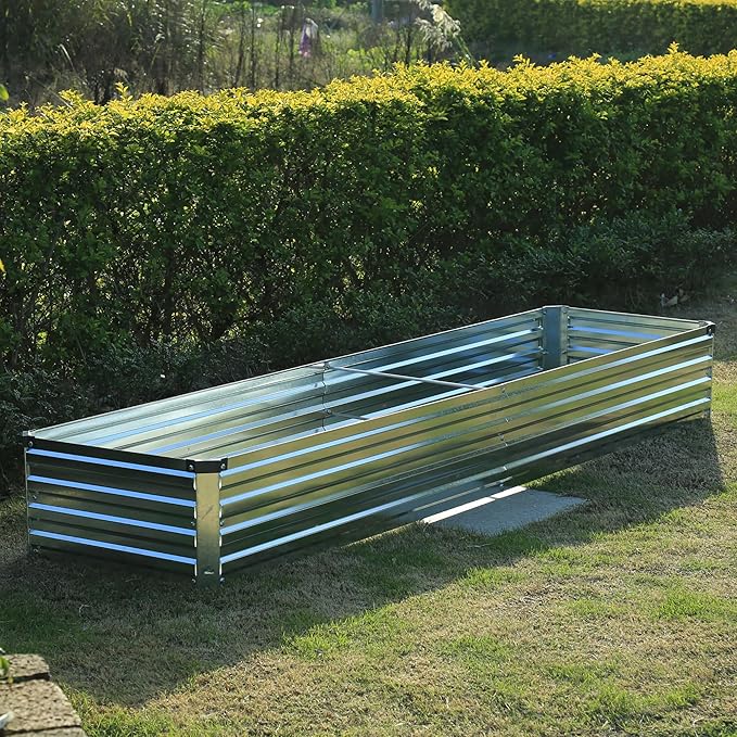8x2x1ft(2 Pack) Galvanized Raised Garden Bed,Outdoor Planter Box Metal Patio Kit Planting Bed for Vegetables Flowers Herb,Silver