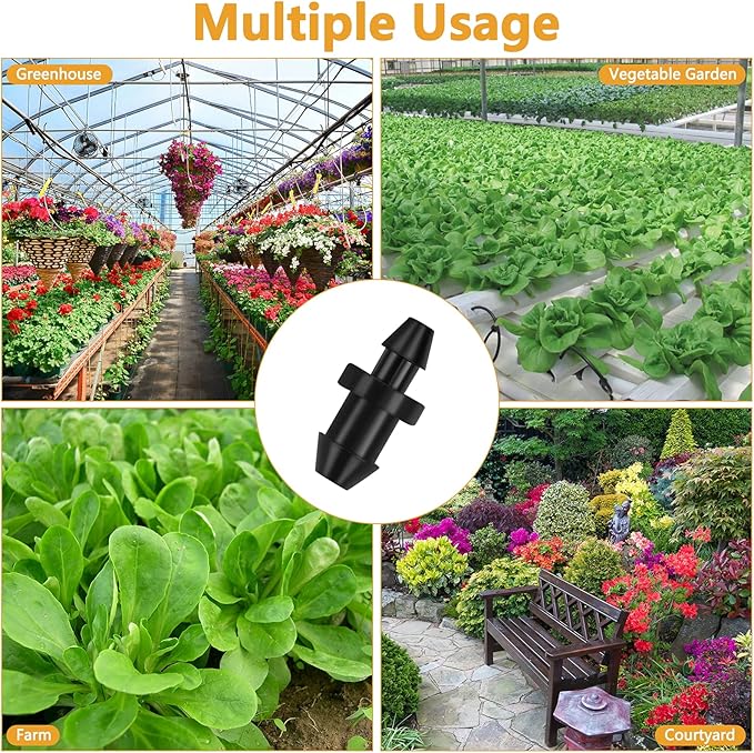 150 Pcs 1/4'' Drip Irrigation Tubing End Plugs, 1/4 Inch Drip Irrigation Barbed End Closure/Cap for Drip Sprinkler Garden Lawn Systems