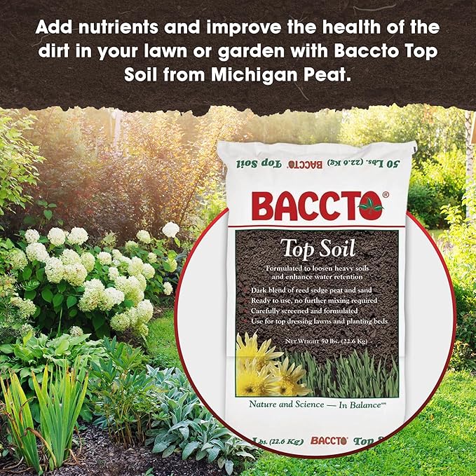 1550P Baccto Top Soil for Lawns, Gardens, and Raised Planting Beds with Reed Sedge, Peat, and Sand, 50 Pounds (8 Pack)