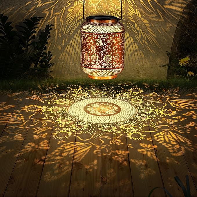 Hummingbird Solar Lantern Outdoor Waterproof Garden Decor, Christmas Gifts for Women, Mom, Metal Hanging Sunflower Solar Lights Outdoor Decoration for Yard, Patio, Tabletop, Pathway