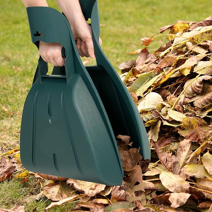 Leaf Scoops Hand Rakes - Lightweight, Durable Grabber Tool for Scooping Up Leaves, Spreading Mulch, Gardening, and Yard Work by Pure Garden (Green)
