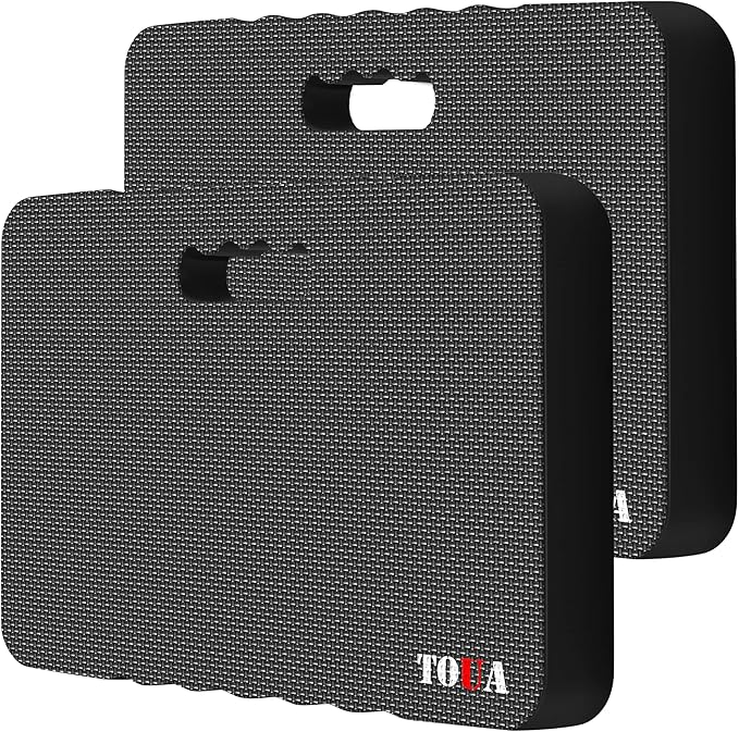 TOUA Kneeling Pad Thick Extra Large High Density Foam Kneeler Pad Mat for Gardening Yoga Exercise Bath (Black 2 Pack)