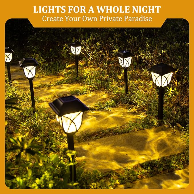 GIGALUMI Solar Lights Outdoor Waterproof, 8 Pack LED Solar Garden Lights, Solar Lights for Outside, Garden Decor for Yard, Patio, Landscape, Planter, Walkway (Warm White)