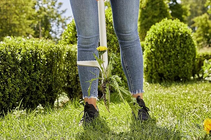Gardena (03518 Weed Puller Remover Tool, Heavy Duty Stand-Up Garden Hand Weeder, Easy Weed Removal, Built-in Ejector, Long Handle for Outdoor Use. Weeding Claw