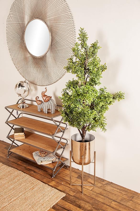 Deco 79 Glam Metal Planters with Stands, Set of 2, 19", 22" H, Silver (Pack of 3, 6 Count Total)