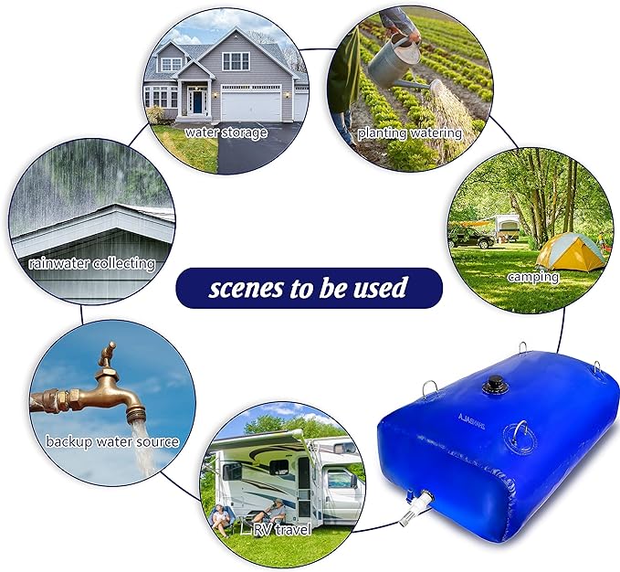 100Gal Portable Water Storage Bladder, Foldable Large Capacity Container Water Tank, Agricultural Irrigation, Camping, Firefighting, Outdoor Household Water