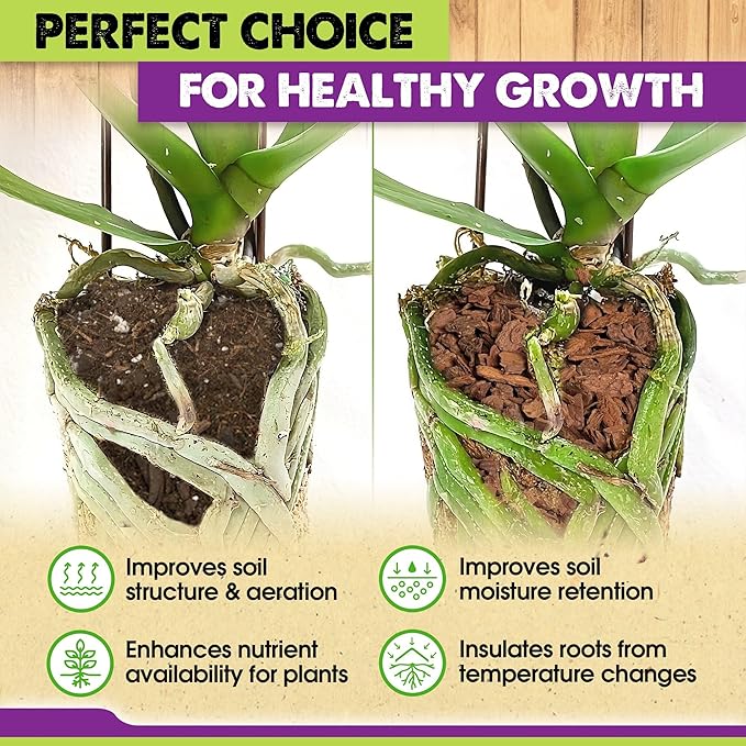 DUSPRO Orchid Bark Bulk, Fine Orchid Bark for Plants, Optimal Texture Bark for Orchids, Ideal Wood Chips for Plants, Plant Bark for Potting, Bark Soil for Plants (1qt, Standard Bark)