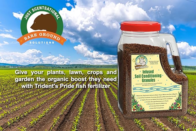 Just Scentsational TP-5C Trident's Pride Organic Liquid Fish Infused Hydroponic Soil Conditioning Granules in Shaker Jug, 5 lbs
