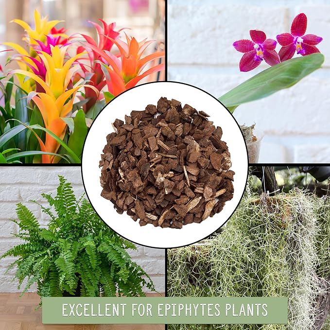 100% Organic Orchid Potting Bark (30 Quarts), All-Natural USA-Sourced Pine Bark Orchid Mix Additive