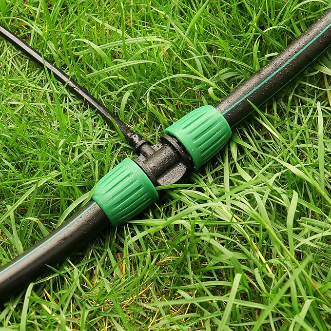Drip Irrigation Fittings for 1/2 inch Tubing(0.63" OD) to 1/4 inch Irrigation Tubing, 12 Pieces Barbed Tee Drip Parts Twist Locked 3 Way Connectors for Drip Irrigation Hose (13mm ID / 4mm ID)