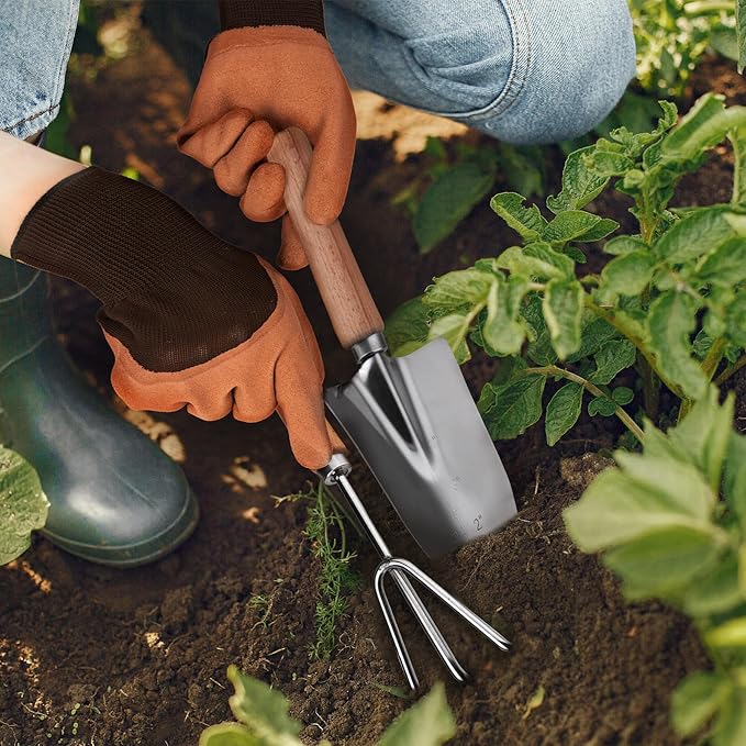 Gardening Tools Set of 12-Piece, Rust-Proof Durable Stainless Steel Gardening Supplies, Heavy Duty Gardening Hand Tools with Floral Storage Bag, Ideal Gardening Gifts for Women and Men