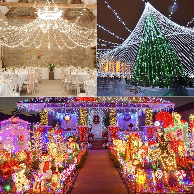 Color Changing 75ft 200 LED White & Multicolor Christmas String Lights with Remote, 11 Modes Twinkle Lights Waterproof for Christmas Party, Garden, Holiday, Xmas Tree Decor