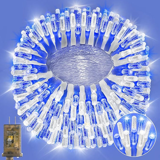 Heceltt 1140 LED 449 FT String Lights Outdoor, 8 Modes Christmas Lights, Waterproof LED String Lights with Timer and Memory Fairy Light Plug in for Wedding Home Party Tree Decorations (Blue and White)