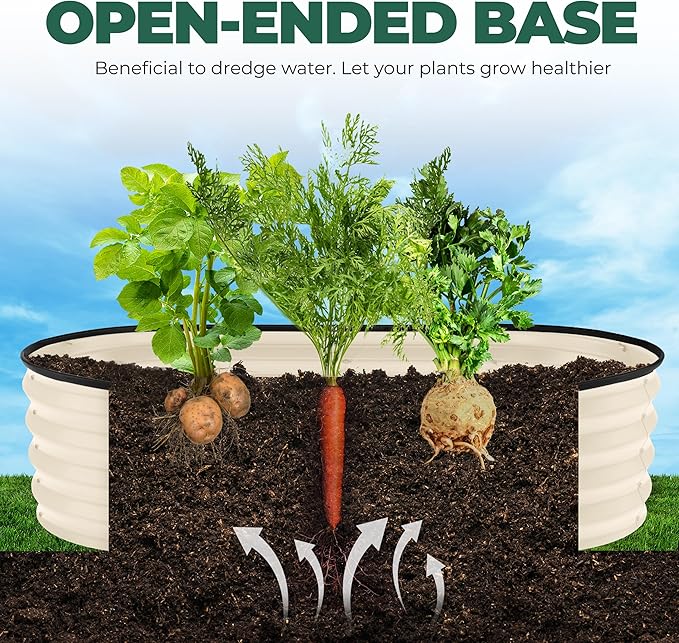 Utopia Home Galvanized Raised Garden Bed, 4ft x 2ft Lightweight Planter Boxes Outdoor with Easy Assembly, Large Garden Bed for Vegetables, Fruits, Flower - Beige