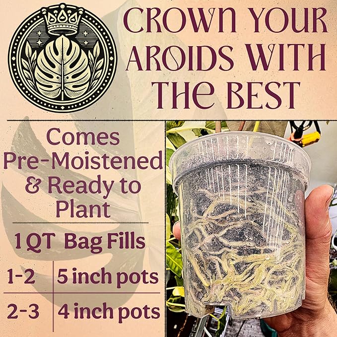 Craft Aroid Potting Mix- Elite Alocasia, Philodendron, Monstera Soil Mix, Chunky, Well Draining Potting Soil for Indoor Plants, All Tropical Plants & Houseplants, Synthetic & Peat Free 1QT