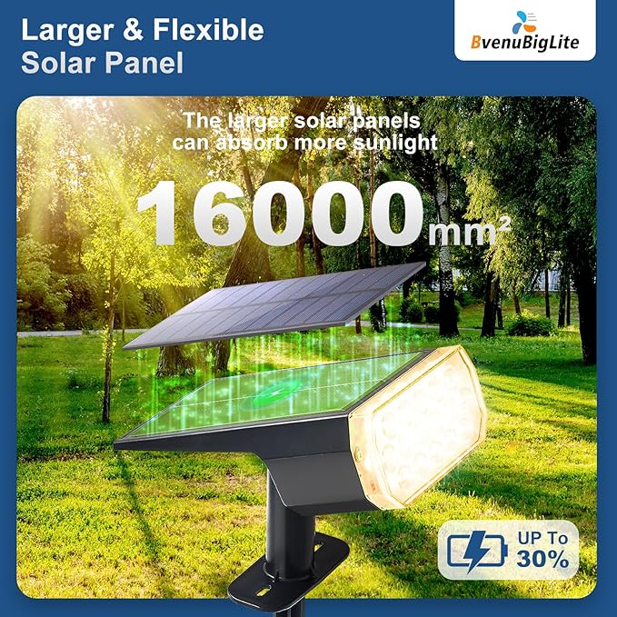 Solar Lights Outdoor Waterproof: IP65 Led Spot Light Decorations for Garden - 3 Lighting Modes Solar Powered for Yard - Dust to Dawn Landscape Lighting Patios Pathway Driveway 4PC Warm