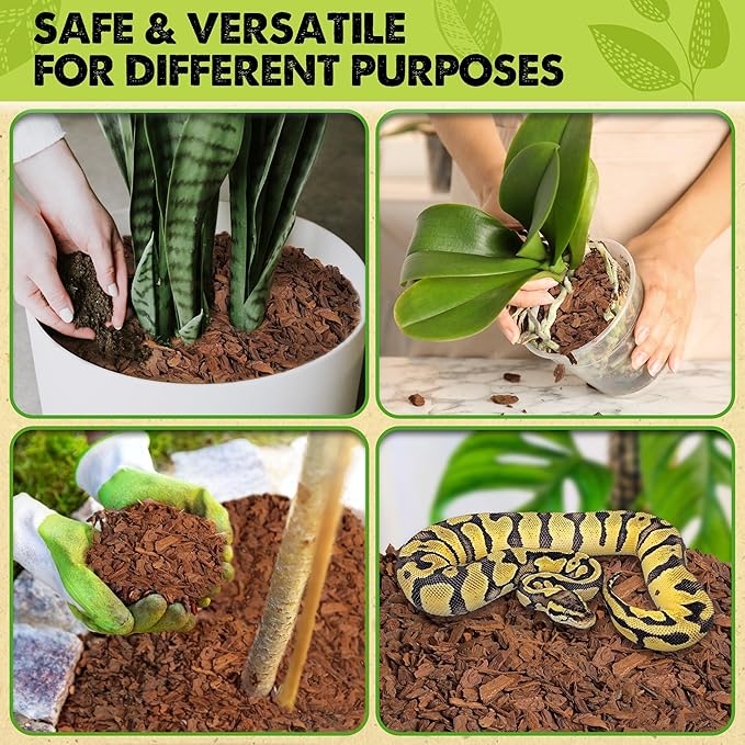 DUSPRO RECYCLE Orchid Bark Bulk, Fine Orchid Bark for Plants, Optimal Texture Bark for Orchids, Ideal Wood Chips for Plants, Plant Bark for Potting, Bark Soil for Plants (5qts, Standard Bark)