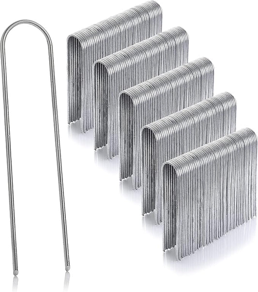 100-Pack Anti-Rust 6 Inch 11 Gauge Round-Top Heavy-Duty U-Shaped Garden Securing Stakes/Spikes/Pins/Pegs - Hot Dipped Galvanized Sod Staples for Anchoring Landscape Fabric