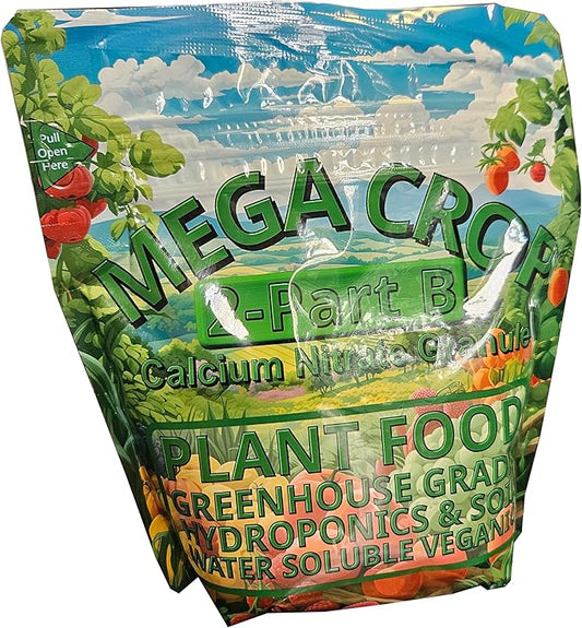 Mega Crop 2 Part B 15.5-0-0 Hydroponic Soil Fertilizer for Plants Calcium Nitrate