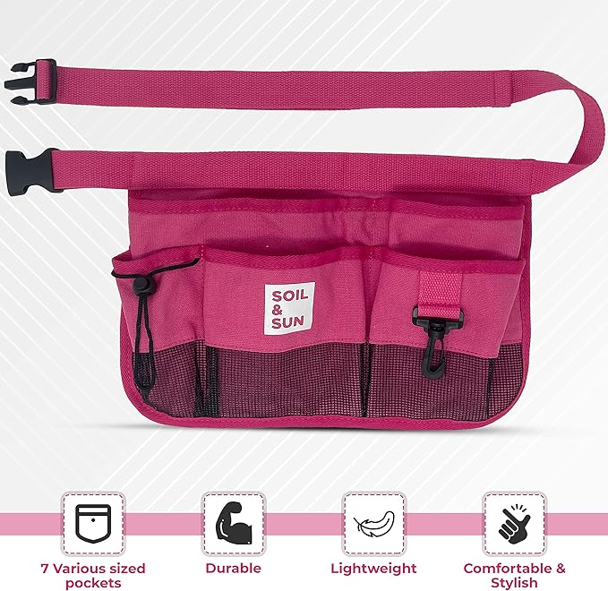 Soil & Sun Garden Tool Belt for Women, Tool Apron, Utility Belt Women, Teacher, Canvas Waist Apron with Pockets,Garden Aprons