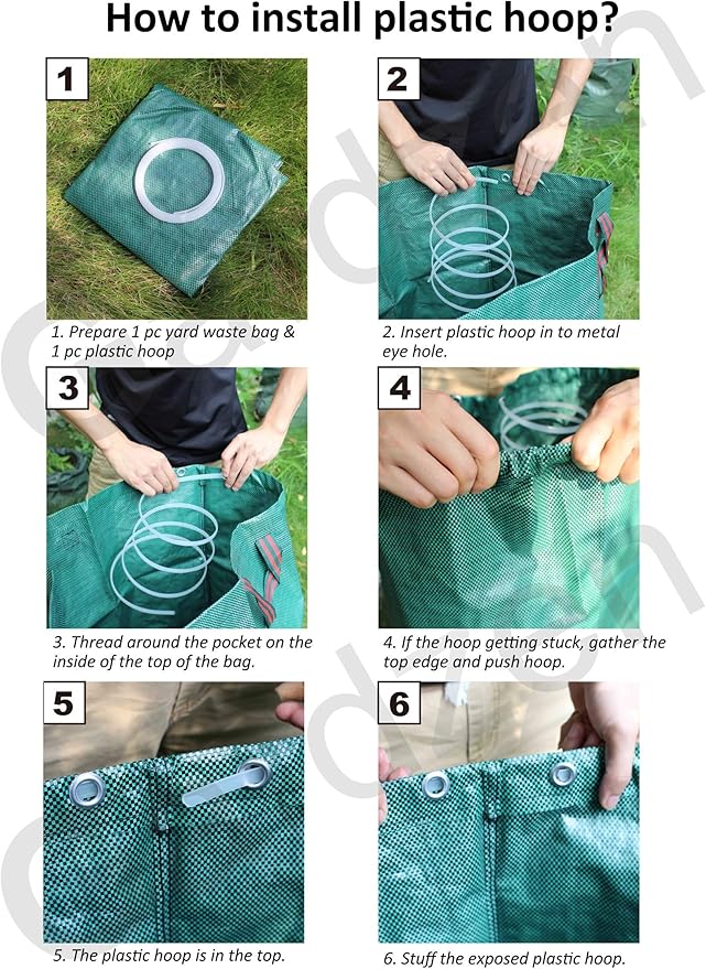 Gardzen Large Leaf Scoop Hand Rakes, Debris and Yard Waste Removal, Comes with 72 Gallon Garden Bag, Work Gloves, Protective Pads