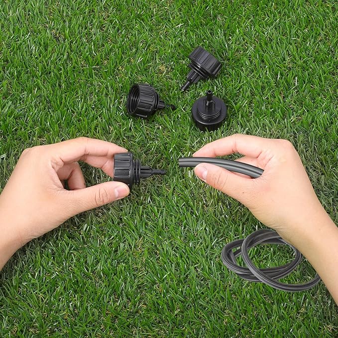 Female to Female Hose Adapter, 4PCS 1/4 Drip Irrigation Fittings Connectors Barbed Drip Line Connectors Tubing Adapters with Fht Swivel, Converts 3/4" Garden Hose Quick to Drip, With 4 Washers