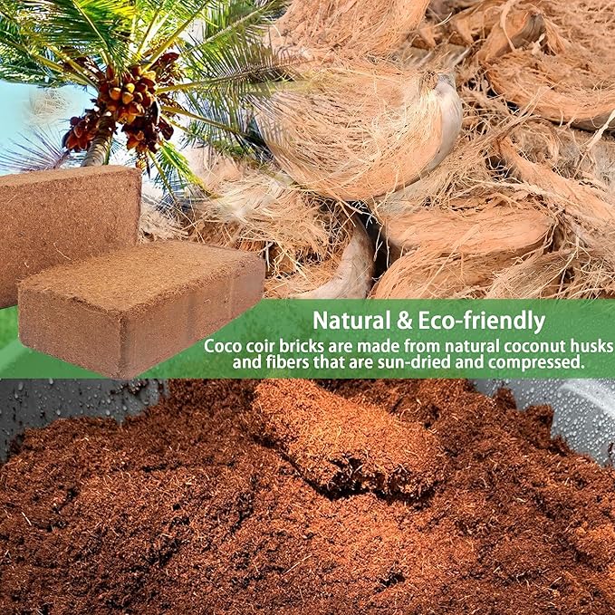 Coco Coir for Organic Coconut Coir- 2 Pack Coco Coir Brick- Coconut Soil with Low EC & PH Balance-Coco Fiber for Herbs& Flowers- High Expansion-Renewable Coco Soil for Planting