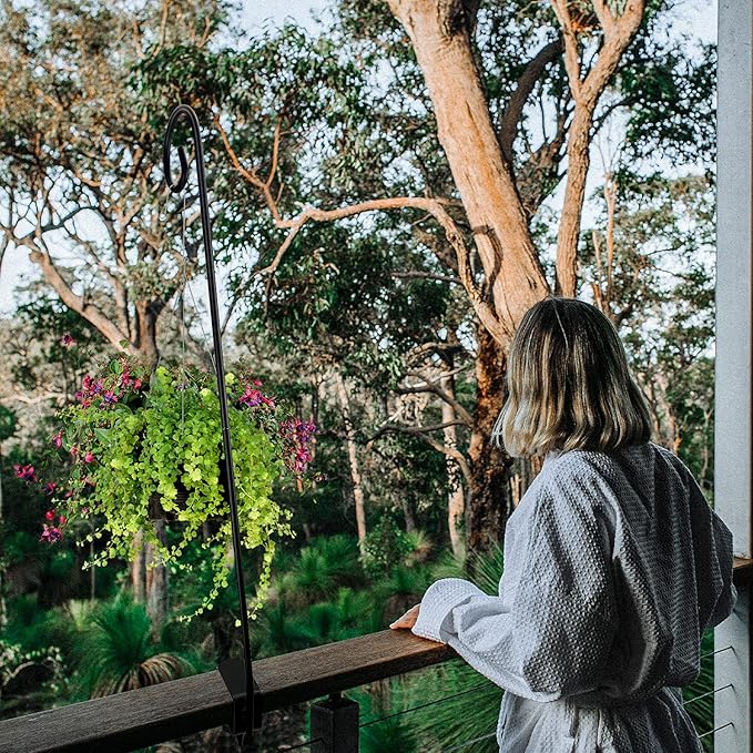 MIXXIDEA 2 Packs Heavy Duty Deck Rail Pole Deck Hook, Extensible and Adjustable Deck Hook for Hanging Bird Feeder, Plants, Suet Baskets,Wind Chimes,Lanterns