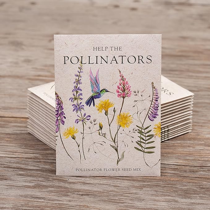 Bentley Seed Co. | Help Pollinators Kraft Hummingbird | 25 Non-GMO, Non-Coated Wildflower Seed Packets for Planting | Flower Seeds | Garden Seed to Grow Live Plants | A Beautiful Gift