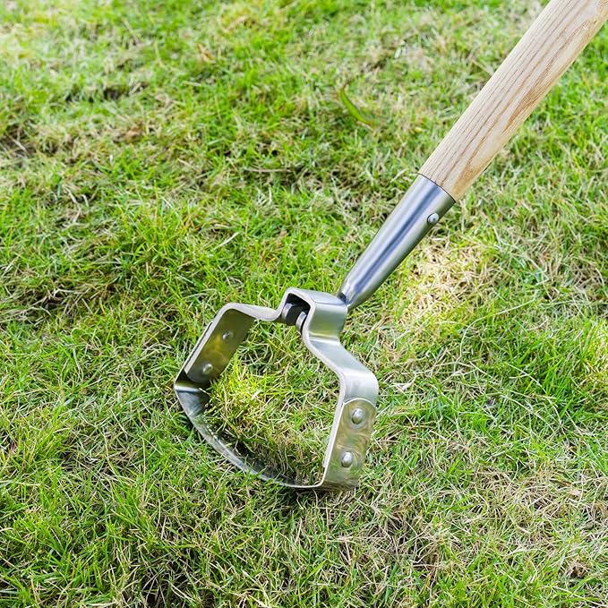 Berry&Bird Garden Weeder Hoe, 63'' Stainless Steel Hula Hoe for Weeding, Action Stirrup Hoe for Gardening Loop Scuffle Hoe with Wooden Long Handle Hand Weeder Tool Push Pull Dutch Hoe Heavy Duty