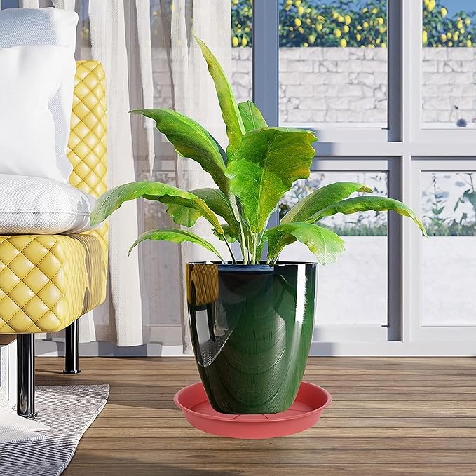 2 Pack of Plant Saucer Tray 19 inch, Heavy Duty Plastic Pot Plant Drip Trays Saucers for for Indoors Outdoor, Plant Water Tray for Planters 16-19" (19", Clay)