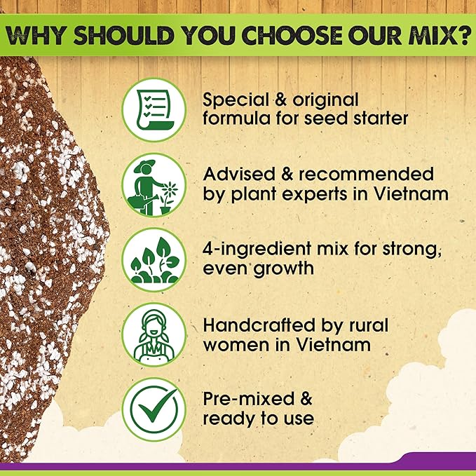 DUSPRO Recycle 4 QRT Seed Starter Soil Pre-Mixed 4in1 Seed Starting Mix for Young Plant Seeds, Soilless Formula Moisture Retention, Aeration & Nutrient Seed Starting Soil