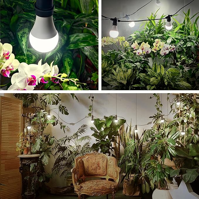 Hanging Grow Light 5000K, Briignite 3 Grow Light Bulbs with 8.86ft Power Cord, Replaceable Bulbs E26 Base, Linkable Hanging Plant Light, LED Full Spectrum Grow Lights for Indoor Plants 300W Equivalent